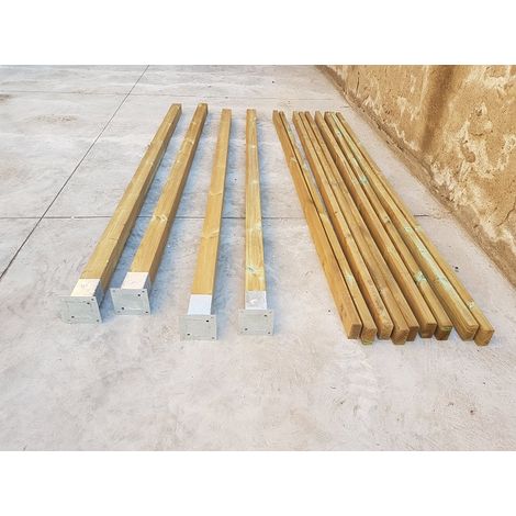 Pergola da Giardino in Legno di Pino Impregnato - mt 3 X 4 x 2,5h - con Supporti ad Interrare (1/3)