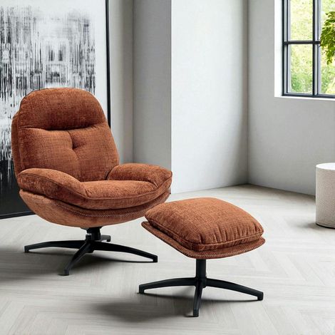 Fauteuil détente rouille pivotant avec repose-pieds IENA (1/3)