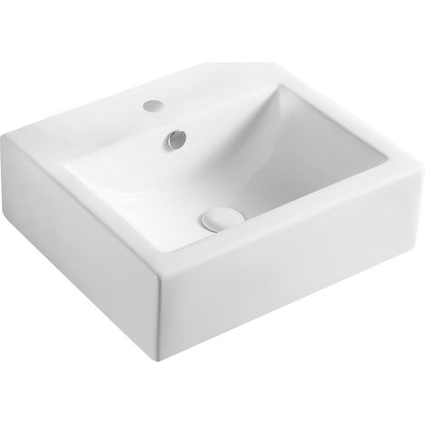 Lavabo da appoggio mod. la45 cm 50.5 x 44.5 bianco piletta non inclusa (1/2)