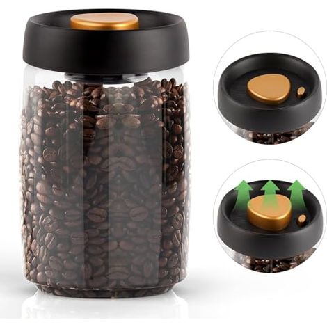 Contenitore per caffè con chiusura sottovuoto per barattoli, barattoli in vetro per alimenti da cucina, barattoli per caffè con coperchi ermetici, contenitori per alimenti (1/5)