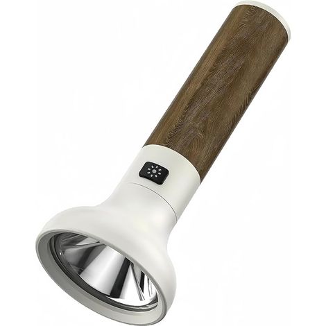 Super bright flashlight with wood grain handle, 1000 lumen rechargeable LED torch with 3 modes for outdoor camping, hiking, and emergencies (1/5)
