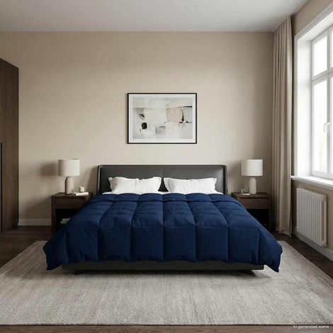 vidaXL Duvet d'hiver Matelassé Bleu foncé 220 x 260 cm Microfibre