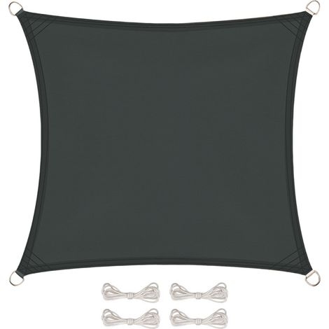 Voile d'ombrage carré pour terrasse, jardin, toile imperméable et résistant UV - 4 x 4 m - Gris foncé - Linxor