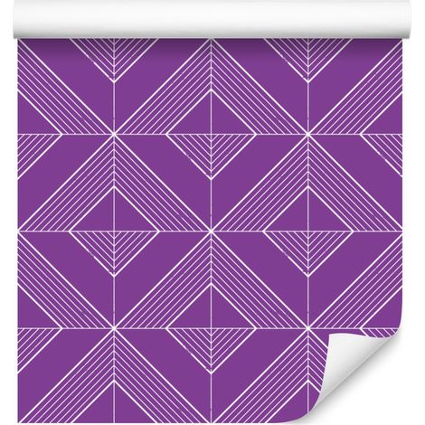 Papel pintado geométrico con rombos morados, fondo morado, 50x1000 cm (1/5)