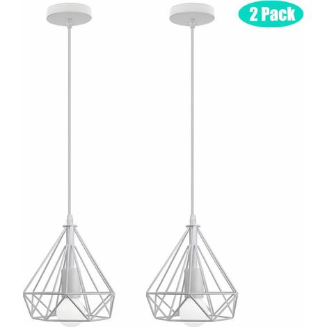 Lot de 2 Suspension Luminaire Industrielle, Plafonnier Rétro Ø20cm en Fer Blanc avec Câble Réglable et Douille E27, Idéal pour Salle à Manger, Salon, Chambre, Restaurant, Café et Bar BLOW (1/5)