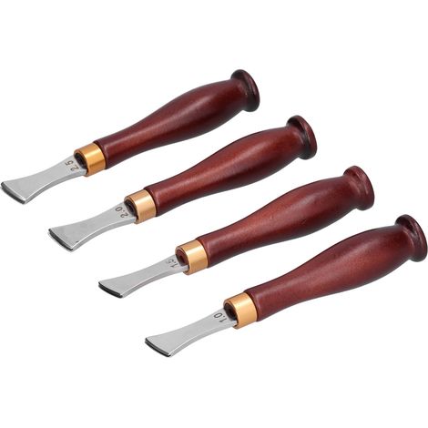 Set aus 4 professionellen Lederschäleisen mit Holzgriffen zum Schneiden und Bearbeiten von Leder (1/5)