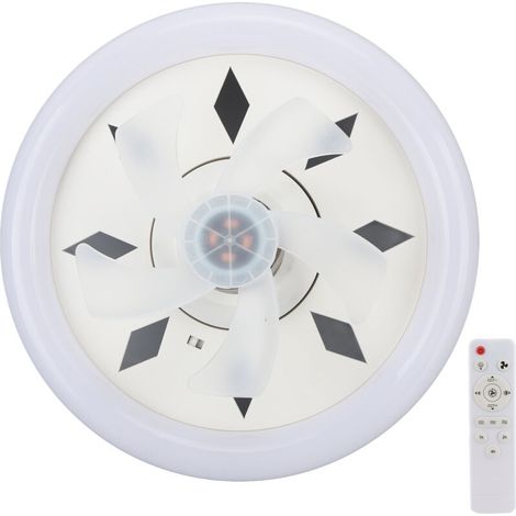Ventilateur de plafond avec éclairage, plafonnier LED 60 W avec ventilateur rotatif à 360 °, silencieux, avec télécommande, douille E27, minuterie, pour chambre à coucher, loft, cuisine, salle