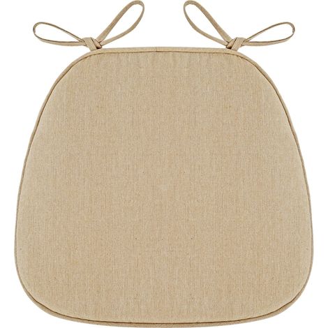 2 Coussins de chaise forme D, housse amovible lavable, liens fixation, lin respirant, pour salle à manger et bureau (1/5)