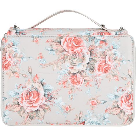 Pencil Case Rose Printed Multi Layer Zipper 252 Slots Portable Pen Holder Storage Pocket(Beige Background Rose ) (1/5)
