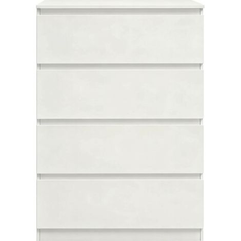 Commode blanche avec 4 tiroirs en bois mélaminé 60x40x90 cm pour chambre et salon (1/5)