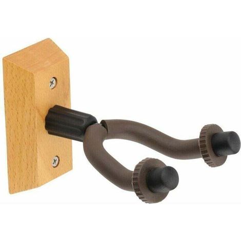 Set di 2 supporti per chitarra da parete, ganci girevoli per chitarra, ganci per chitarra da parete in legno massello, base in faggio, supporti per chitarra a forma di V, per chitarre elettriche e acu (1/3)