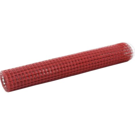 Clôture en fil d'acier avec revêtement PVC, 10 x 1 m, rouge
