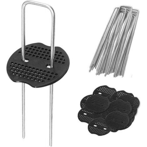 VURAHOME - Pack de de 30 agrafes de jardin anti-mauvaises , XU,herbes en acier galvanisé avec capuchons plastique - (1/4)