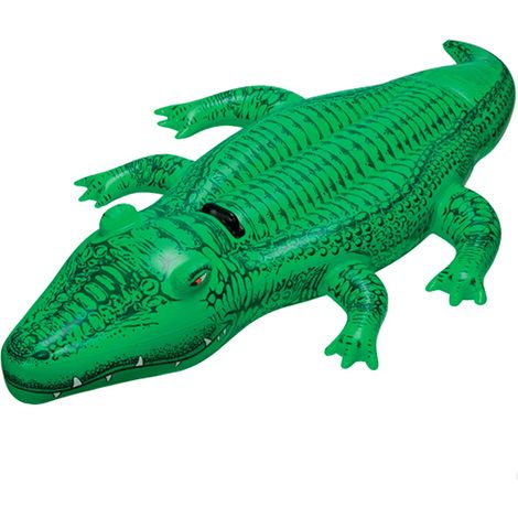 Bouée gonflable en forme de crocodile, 168 x 86 cm, accessoire flottant destiné aux activités nautiques récréatives.-AquaForge (1/3)