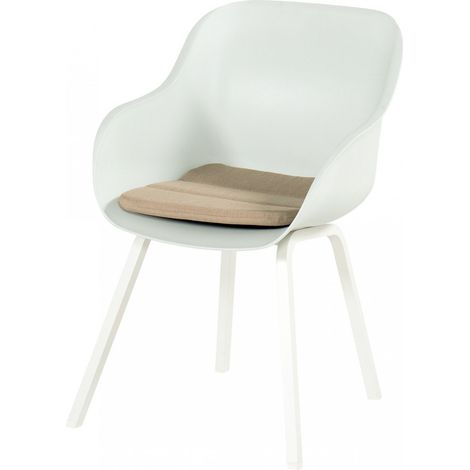 Hartman Le Soleil Element Dining Stuhl weiß inkl. SEAQUAL Sitzkissen taupe (1/5)