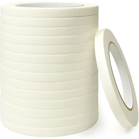 15 rouleaux de ruban de masquage, 10 mm x 50 m, ruban multi-usages sans solvant pour la peinture et la décoration, retrait facile sans résidus (1/2)