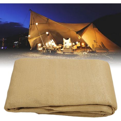 Toldo rectangular para exteriores, 4 x 6 m, color beige, fabricado en polietileno de alta densidad, para jardín y piscina, con 4 cuerdas de sujeción. (1/5)