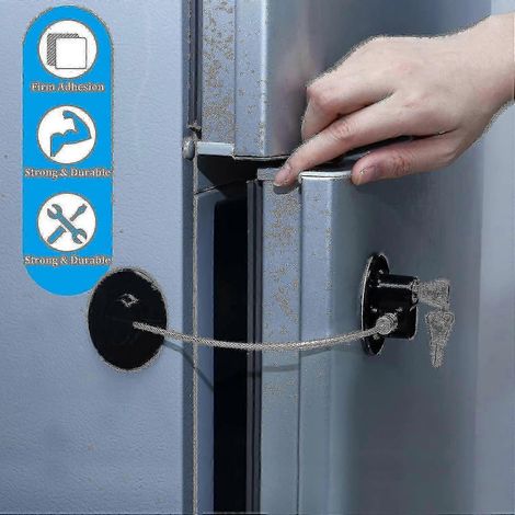 4-teiliges Kühlschrankschloss mit 8 Schlüsseln, Gefrierschrankschloss, Kindersicherung mit Klebefläche für Küchengeräte, öffenbare Möbel, Schiebetür (1/2)