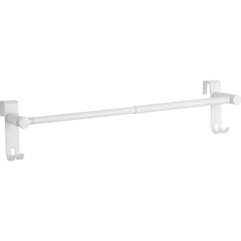 EMKE Porte serviettes rétractable, Porte-serviettes en acier inoxydable pour portes de salle de bain et radiateurs avec crochets, sans perçage, Blanc (1/5)