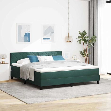 Boxspringbett mit Matratze Dunkelgrün 180 x 200 cm Samt (1/5)