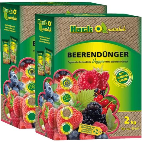 HACK Bio Beerendünger 2x2 kg Erdbeerdünger Johannisbeerdünger Himbeerdünger