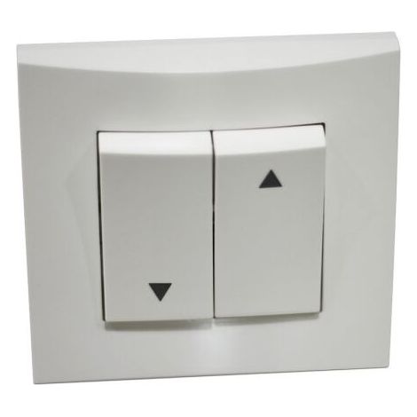 Interrupteur inverseur blanc volet roulant position fixe encastré borne auto fixation vis avec plaque AE52018-P