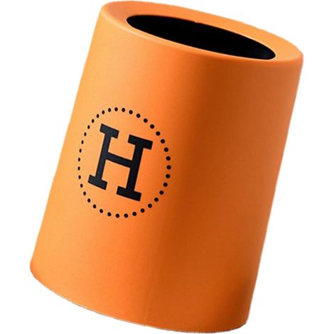 Poubelle ouverte en plastique double couche épaisse ronde mini poubelle pour chambre bureau orange 13L (1/5)