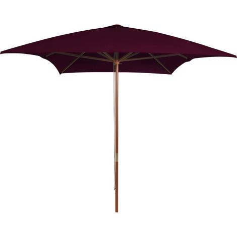 Grand Parasol Rectangle 300 X 200 X 250 cm Bordeaux. Poteau en bois. Raffinement et Ombre Terrasse et Jardin (1/5)