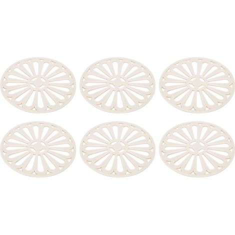 Set mit 6 dicken, isolierenden runden Untersetzern für Küche und Haushalt, beige (1/5)