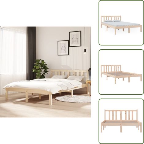 The Living Store Cadre de lit sans matelas bois massif 120x200 cm - Bois de pin massif (1/5)
