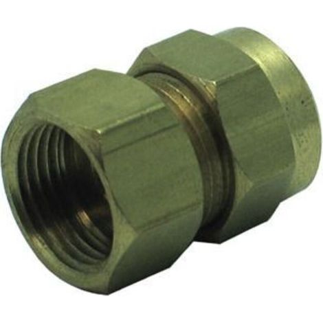 RACCORD DROIT FEMELLE ET BICONE LAITON POUR TUBE CUIVRE (1/2)