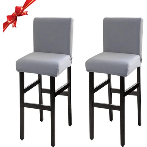 Housse de Chaise de Bar Extensible, Housse de Chaise de Salle à Manger de Bar Lavable Universel, Housses De Tabouret De Bar avec Dossier, Revêtement de Chaise Moderne(Gris Fumé,Lot de 2) (1/5)