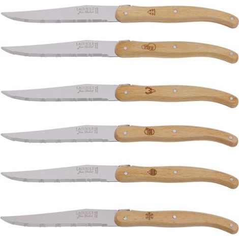 Jean Dubost Steakmesserset aus naturbelassenem Holz 6 Teile