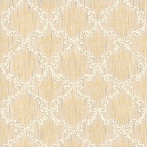 Fabric look wallpaper wall Profhome 956292 textile wallpaper textured with a fabric look matt beige yellow 5.33 m2 (57 ft2) (1/5)
