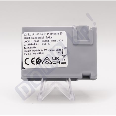 V2 – Récepteur radio pour motorisation – Fréquence 433,92 MHz – Compatible avec 1008 émetteurs – Fonctionnel de -20°C à +60°C – Dimensions 52 x 35 x 15mm