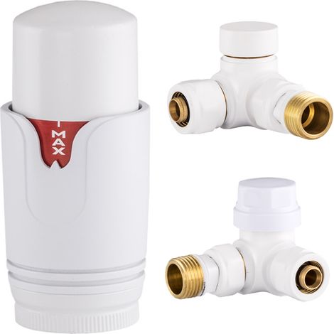 Robinet Thermostatique Radiateur 3-Voies Granitan 1/2" Blanc (1/3)