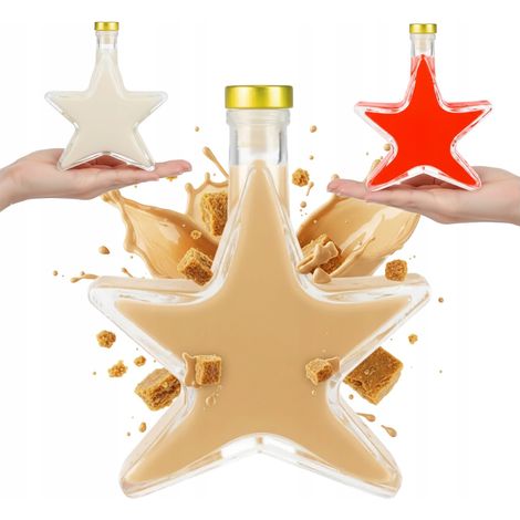 BOTTIGLIA DI VETRO A FORMA DI STELLA DI NATALE DA 200 ML PER LIQUORI, REGALO PER LIQUORI