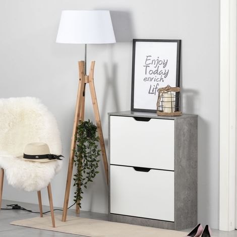 Armoire Chaussures Moderne Tiroirs Pliables Étagères Réglables Paires Mobilier Intérieur Gris 62,5x26x81cm