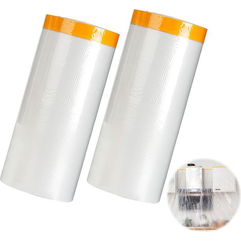 Set di 2 rotoli di telone protettivo per verniciatura da 180 cm x 20 m e 300 cm x 20 m, telone per verniciatura, telone protettivo per pavimenti, telone protettivo per verniciatura, telone di plastica (1/5)