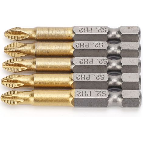 5-teiliges PH2-Kreuzschlitzschraubendreher-Bit-Set, rutschfest, 6-mm-Sechskantschaft, 50 mm (1/5)
