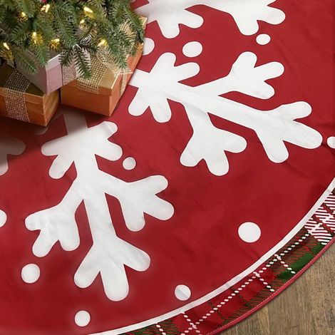 Jupe Pour Arbre De Noël - 122 Cm - Motif Flocon De Neige - Tapis Décoratif Pour Arbre De Noël - 1 Pièce (1/5)