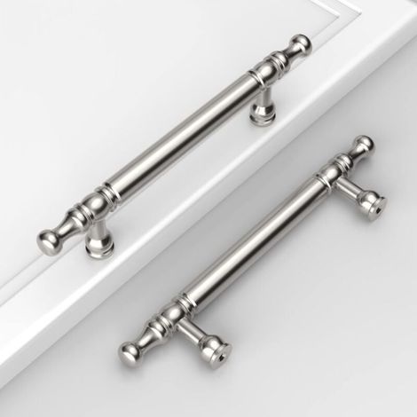 [NIEMALS VERWENDET] 10 Stück Moderne Schrankgriffe 128mm Möbelgriffe für Kommode Küchenschränke Türgriffe mit Schrauben Silber (1/4)