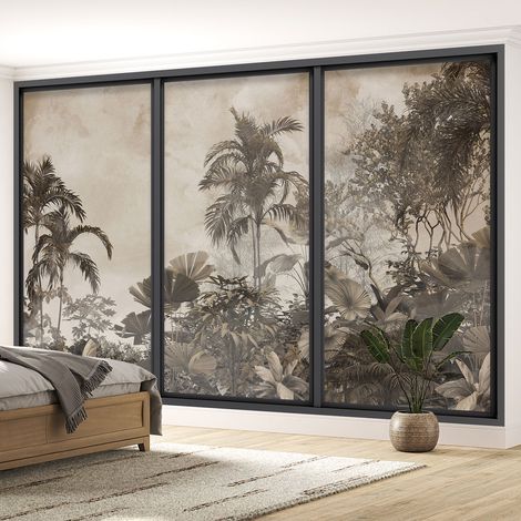 Papier peint panoramique Trompe l'oeil baie vitrée - Jungle - 325 cm x 195 cm (1/5)
