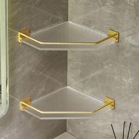 Gold Acrylic Bathroom Corner Shelf Shower Organiser (1/5)