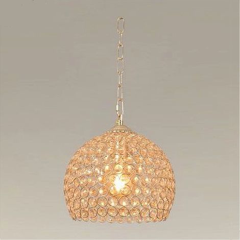 TrAdE Shop Traesio - Lampadario Sospeso Tondo Cupola Cristalli Lampada Mezza Sfera Luce E27 Oro 32347 - (1/3)