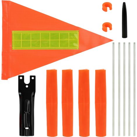 Drapeau Vélo Sécurité Visibilité Mât Réglable 150 cm VTT Remorque Mât réglable multi-sections jusqu’à 150 cm, tissu polyester résistant aux intempéries, fixation essieu arrière stable, visibi (1/5)