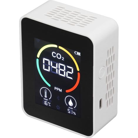 Détecteur de CO2 avec Capteur de Qualité d'Air, Température et Humidité - Modèle H8 Plus Blanc (1/5)