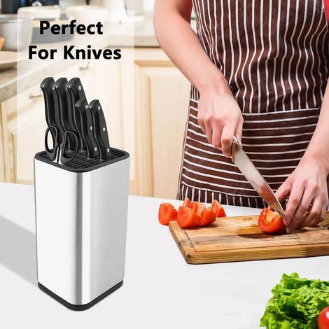 Bloc Couteaux Cuisine Vide - Inox Porte Couteaux de Cuisine plus de 8 Couteaux - Grand Range Couteaux de Cuisine - Support Couteaux Cuisine - Blocs Couteaux Vides (1/4)