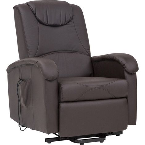 Poltrona relax in ecopelle elettrica reclinabile per interni -  Beige (1/5)