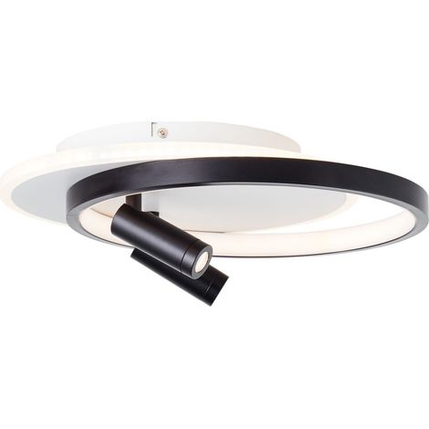 Plafonnier LED Brilliant Eunomia 35x30cm 2-flammes noir/blanc, métal/plastique, 1x LED intégrée, 30 W, (flux lumineux : 2900lm, couleur de la lumière : 3000K) (1/5)